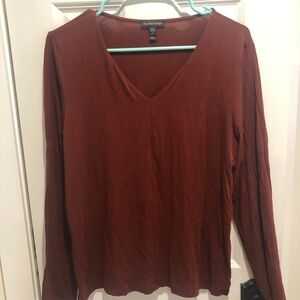 Eileen Fisher Deep Red V-Neck Top
